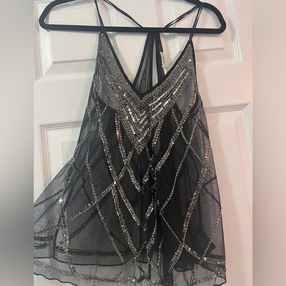 Kimchi Blue Black and Silver Embellished Top
